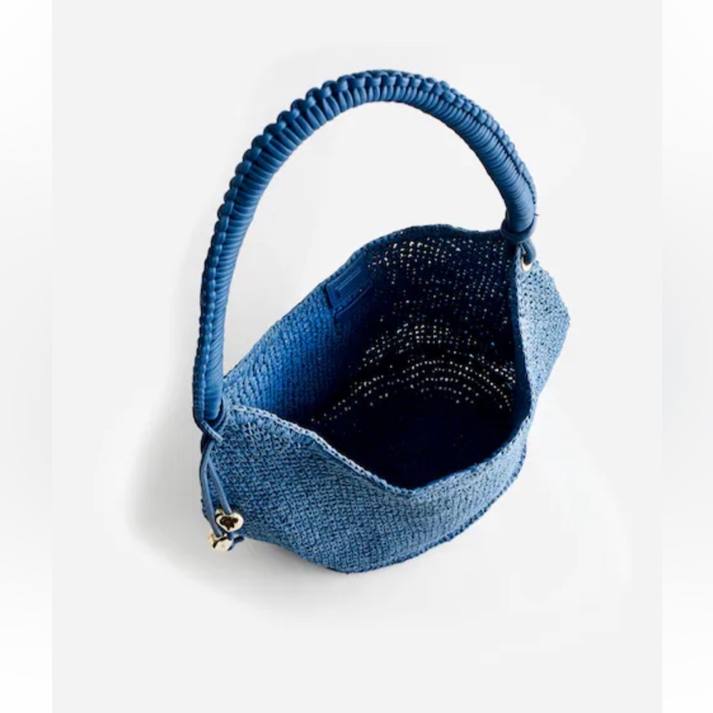 NEW Madewell The Camren Straw Bag with Leather Trim in Distant Ocean NU141 - Picture 2 of 11